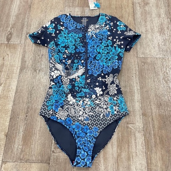 NWT Johnny Was | Blue Fly Neoprene One Piece Swimsuit | S | MSRP $298 - Picture 8 of 9